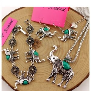Betsy Johnson Turquoise Elephant 3 Piece Set